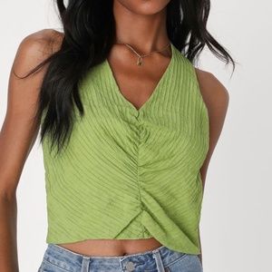 Loving the Sun Light Green Cropped Tank Top - Lulus